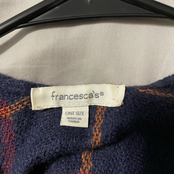 Women’s Winter Front Tie Plaid Poncho - Picture 2 of 2